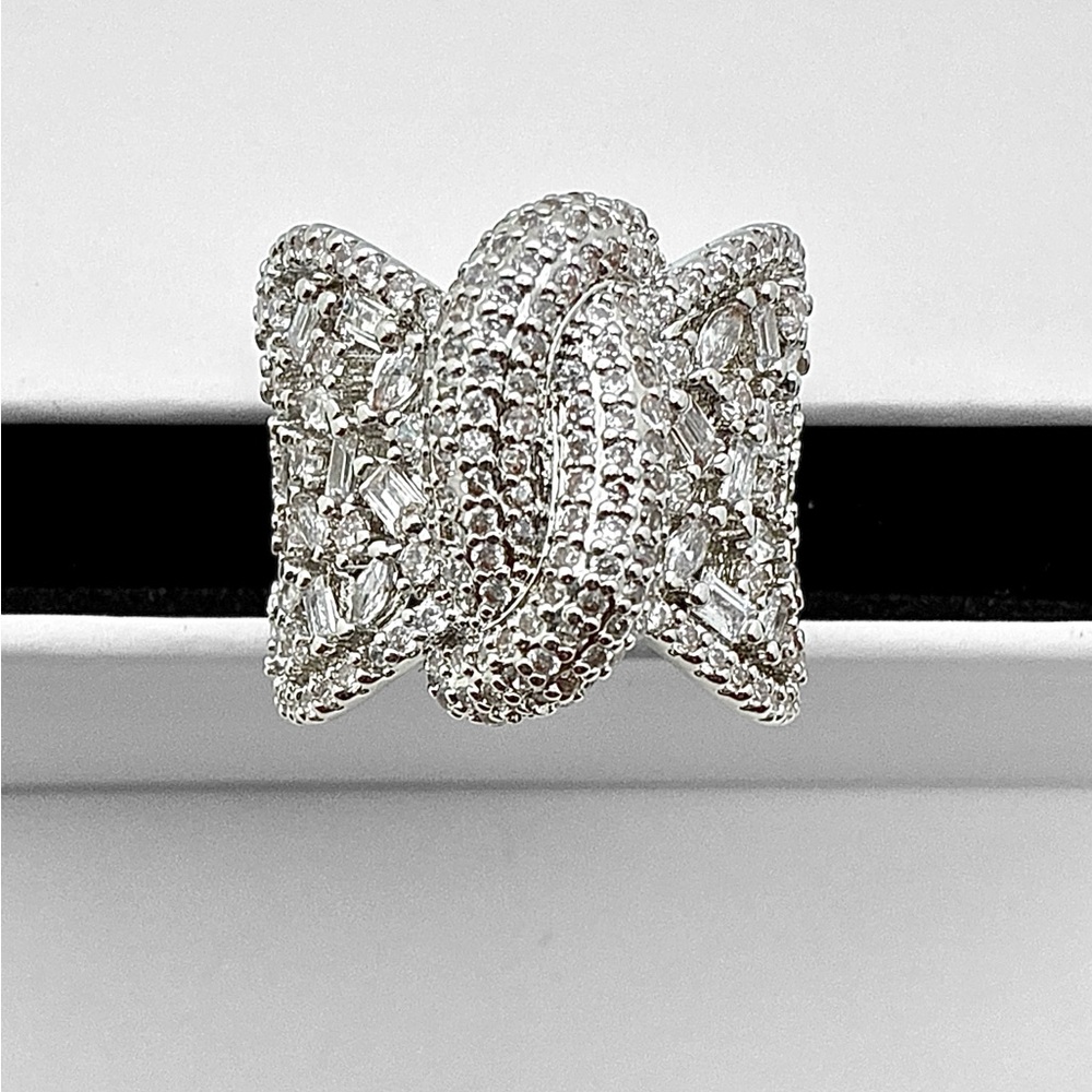 Open Ring Butterfly Elegant Silver Women's Ring Real Cubic Zircon